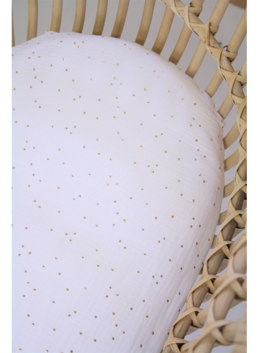 Drap housse 100% coton pour Couffin et Berceau, imprimé Jungle ou Pois dorés