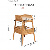 Table à langer rotin et cannage avec matelas enduits de la gamme ALMA