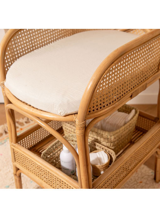 Table à langer rotin et cannage avec matelas enduits de la gamme ALMA