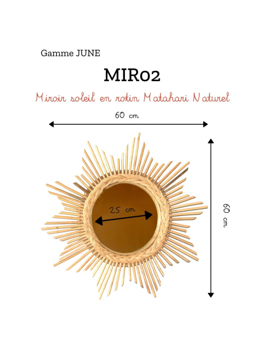 Miroir soleil en rotin MATAHARI