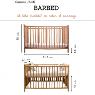 Lit évolutif à barreaux en rotin et cannage naturel