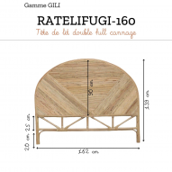 Tête de lit rotin double