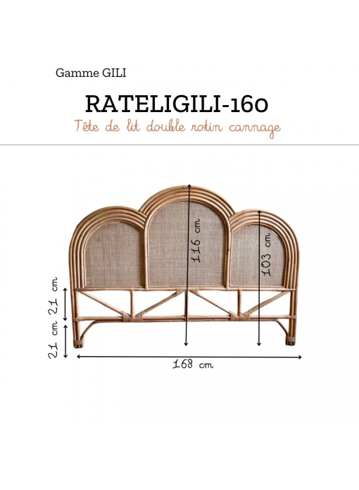 Tête de lit en rotin et cannage 160cm