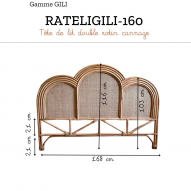 Tête de lit en rotin et cannage 160cm