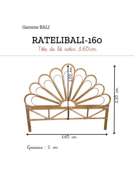 Tête de lit rotin 2 personnes 160 cm