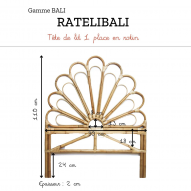 Tête de lit 1 place en rotin BALI