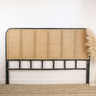 Tête de lit en cannage et rotin noir 2 pers. 160cm JACK