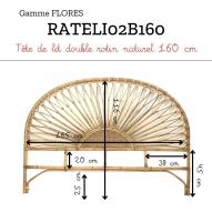 Tête de lit 2 personnes en rotin naturel 160cm FLORES