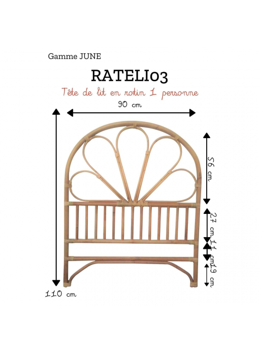 Tête de lit en rotin 1 personne JUNE