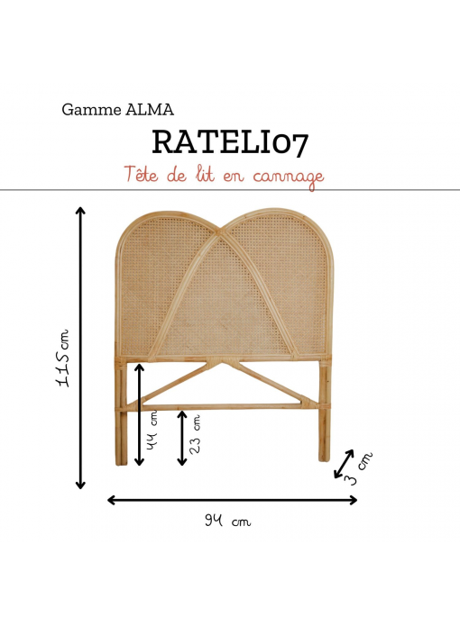 Tête de lit en rotin et cannage naturel pour 1 personne - ALMA