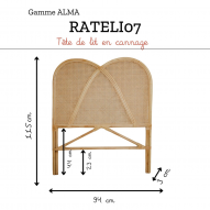 Tête de lit en rotin et cannage naturel pour 1 personne - ALMA