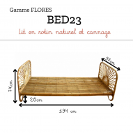 Lit 90cm en rotin - Flores