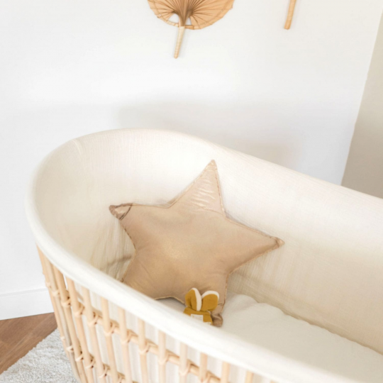 Berceau bébé en rotin et pieds métal JAVA BLANC