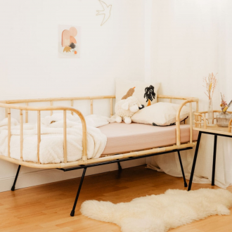 Lit banquette en rotin et métal JAVA