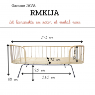 Lit banquette en rotin et métal JAVA