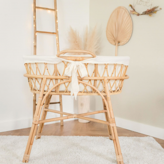 Berceau 40x80cm et son support en rotin naturel June