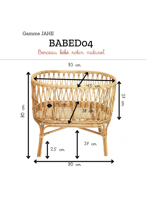 Berceau pour bébé en rotin naturel JAHE