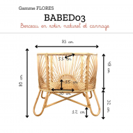 Berceau pour bébé en rotin naturel et cannage