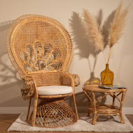 Fauteuil Peacock en rotin naturel