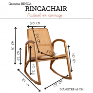 Rocking-chair en bois de mindy et cannage - RINCA