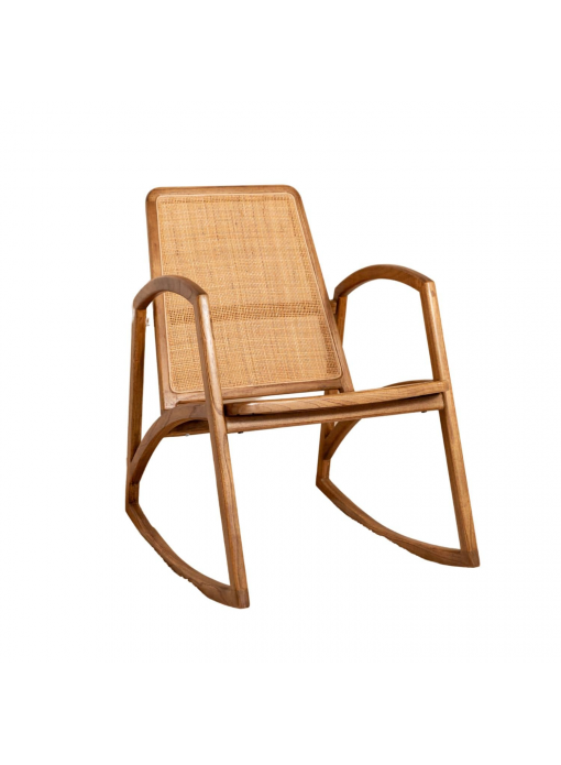 Rocking-chair en bois de mindy et cannage - RINCA