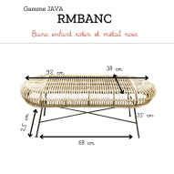 Banc enfant rotin et métal JAVA