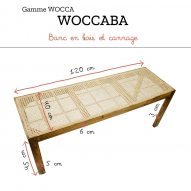 Banc en bois de Mindy et cannage WOCCA