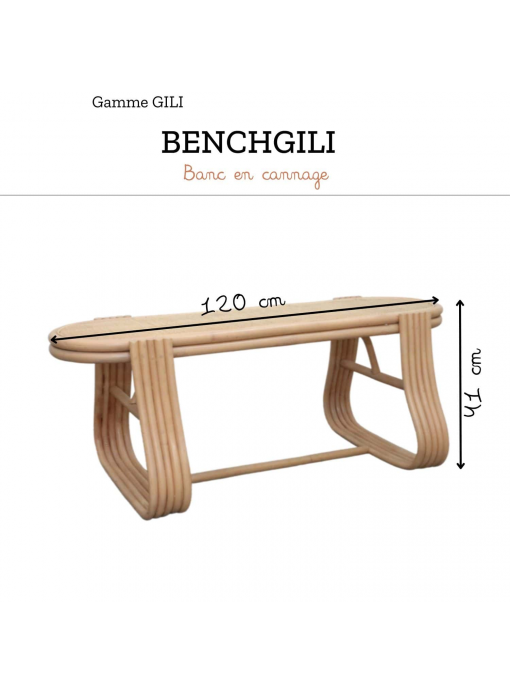 Banc rotin et cannage 120CM - GILI