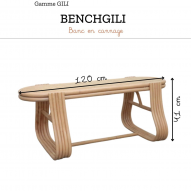 Banc rotin et cannage 120CM - GILI