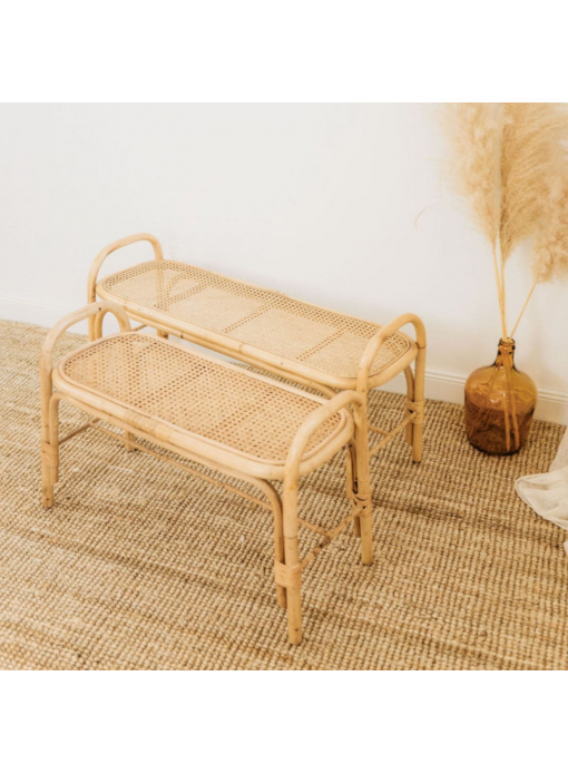 Banc et bout de lit en rotin naturel et cannage grand modèle 90cm JACK