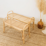 Banc et bout de lit en rotin naturel et cannage grand modèle 90cm JACK