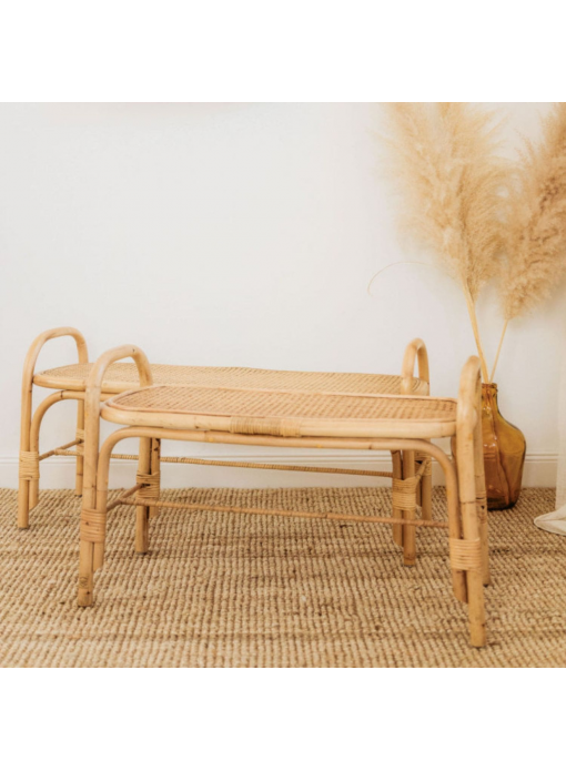 Banc et bout de lit en rotin naturel et cannage grand modèle 90cm JACK