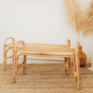 Banc et bout de lit en rotin naturel et cannage grand modèle 90cm JACK