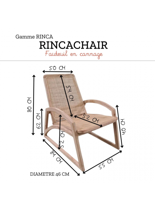 Fauteuil en bois et cannage