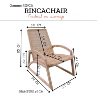 Fauteuil en bois et cannage