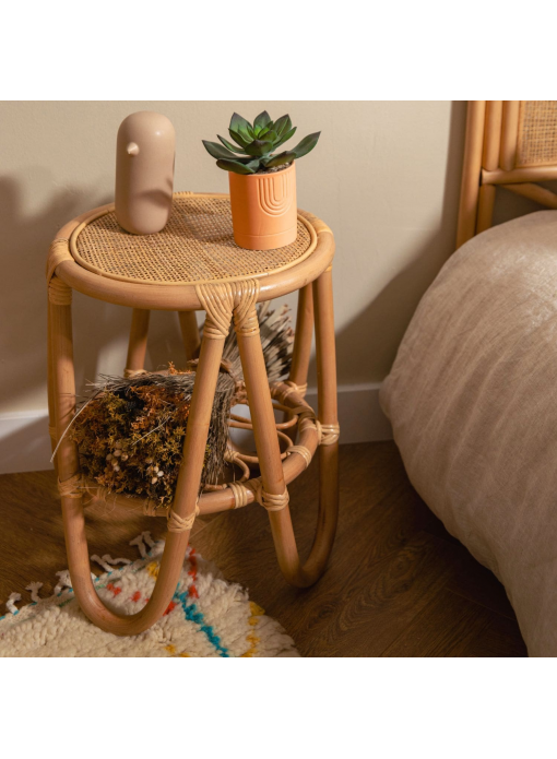 Tabouret en rotin et cannage naturel