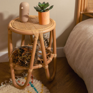 Tabouret en rotin et cannage naturel