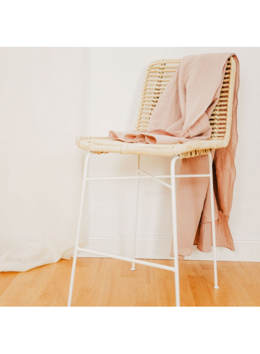 Tabouret junior en rotin naturel JAVA BLANC