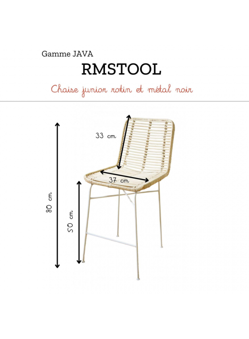 Tabouret junior en rotin naturel JAVA BLANC