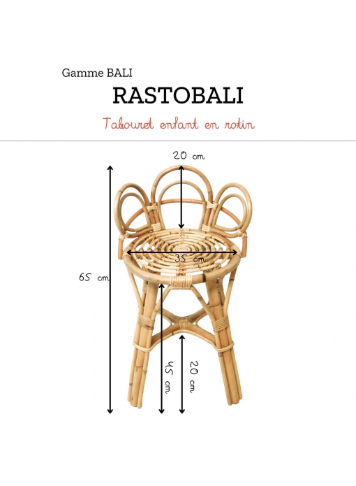 Tabouret enfant en rotin BALI