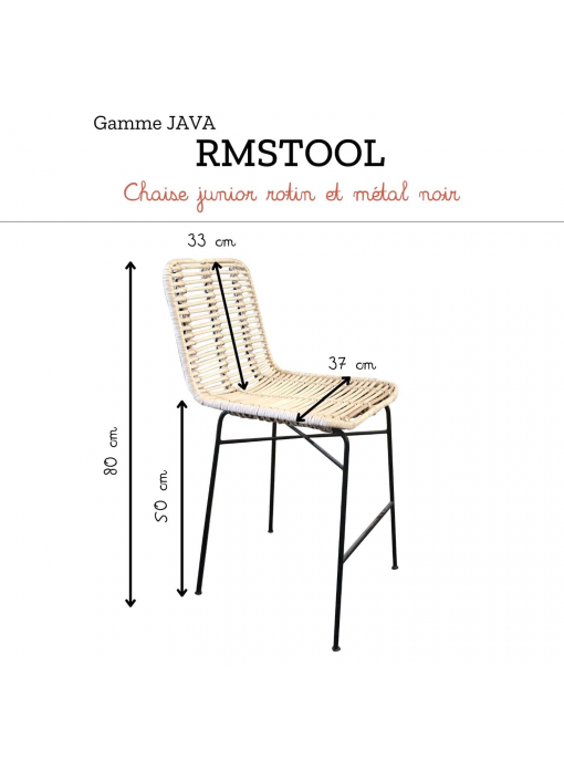 Chaise junior rotin et métal JAVA