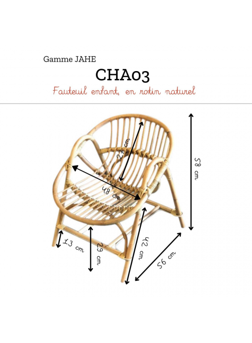 Fauteuil enfant en rotin naturel JAHE