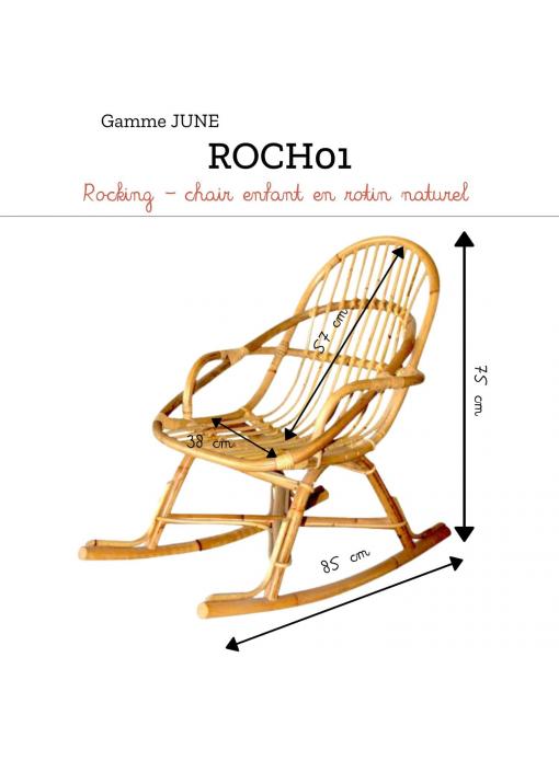 Rocking-chair enfant en rotin naturel JUNE