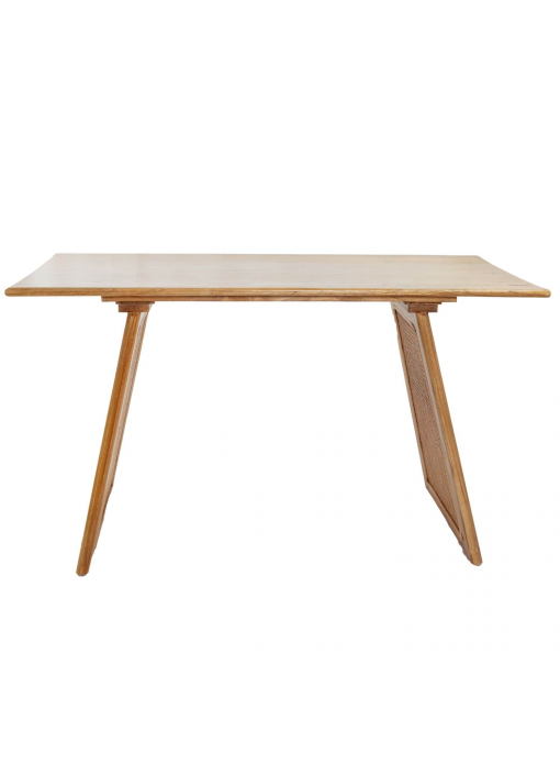 Bureau - Console en bois de mindy et cannage WOCCA