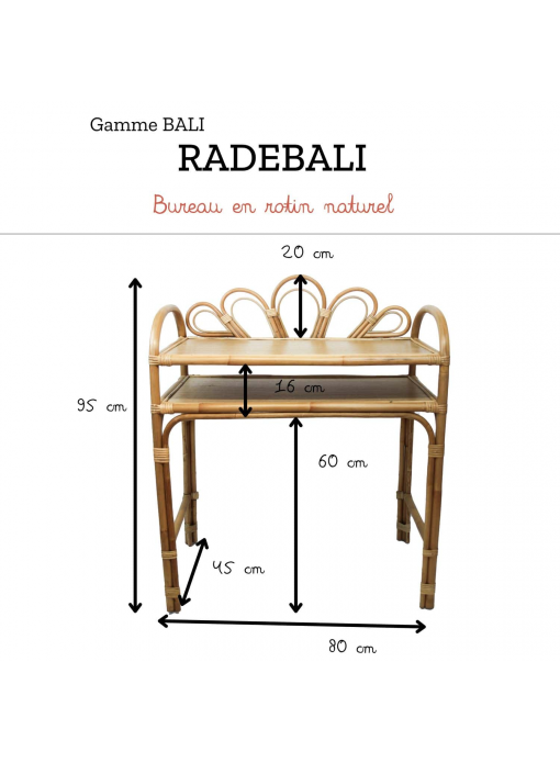 Bureau en rotin naturel  BALI