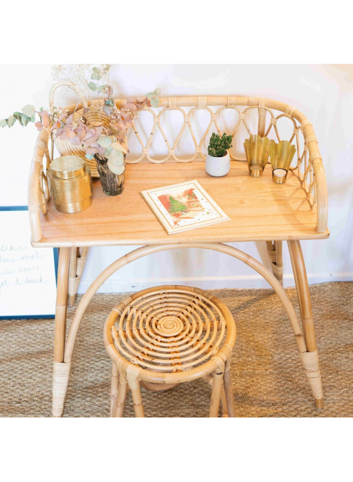 Bureau enfant ou console en rotin naturel JUNE