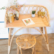 Bureau enfant ou console en rotin naturel JUNE