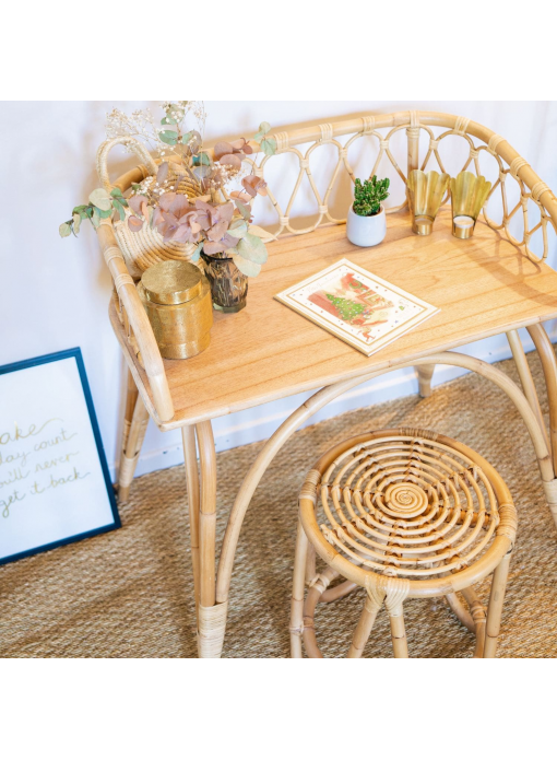 Bureau enfant ou console en rotin naturel JUNE