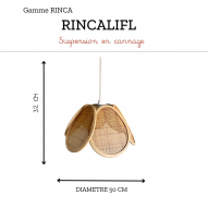 Suspension en rotin et cannage naturel de 50cm de diamètre