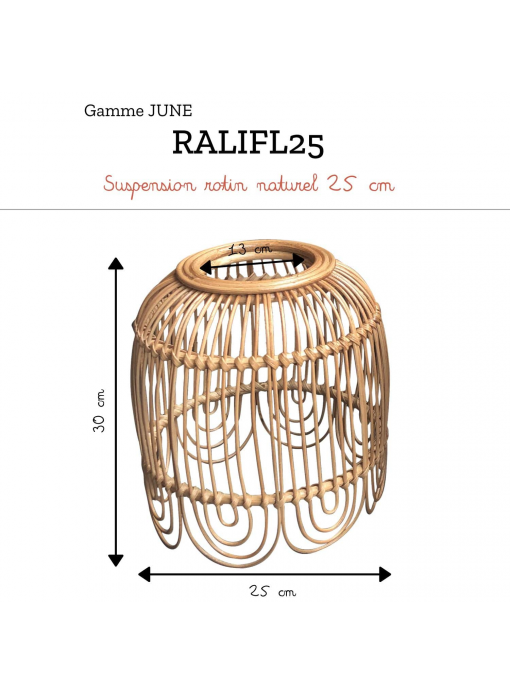 Suspension en rotin naturel de 25cm, disponible en 2 tailles, JUNE